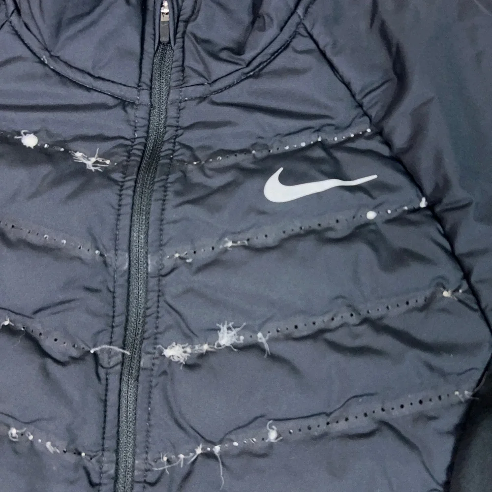 Nike Jacket Womens Small Black Aeroloft Down 800 Running Full Zip Reflective Top